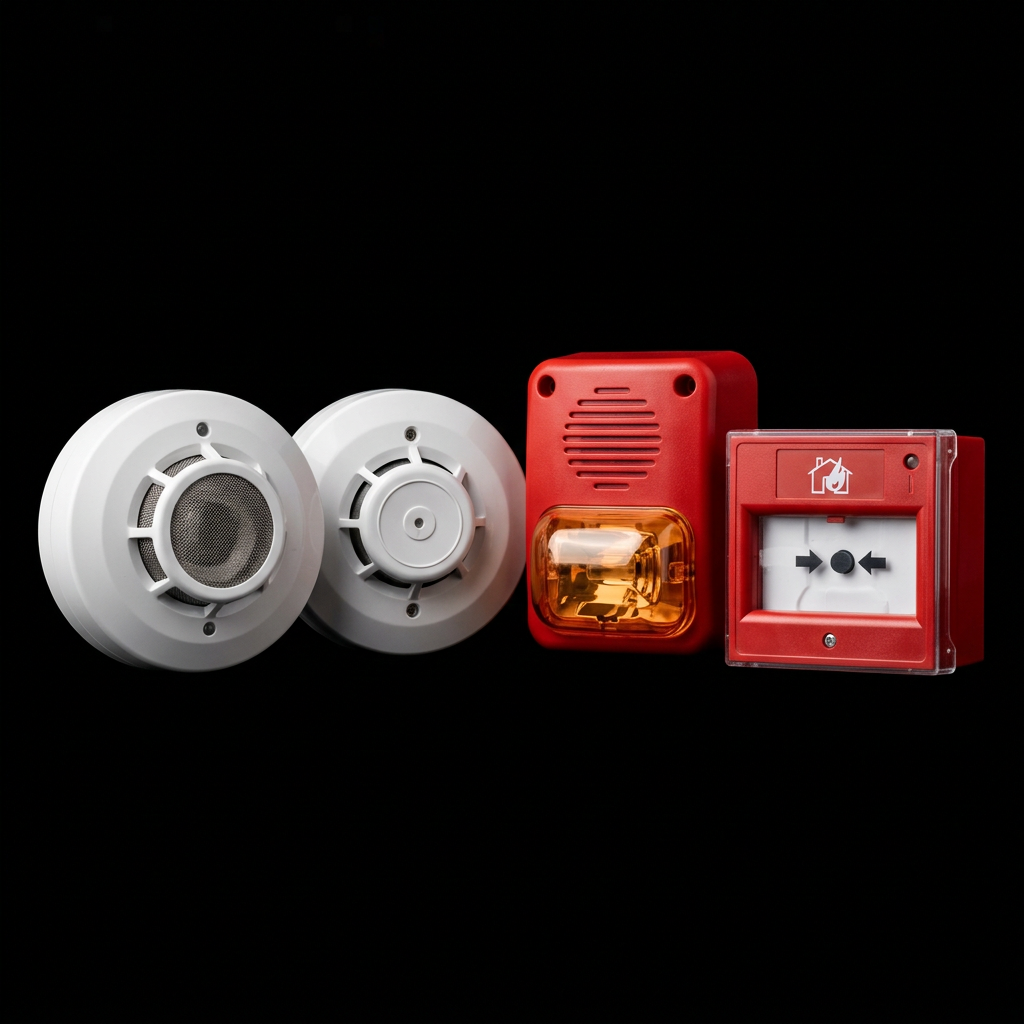 Smoke detector, heat detector, sounder-beacon and manual call point
